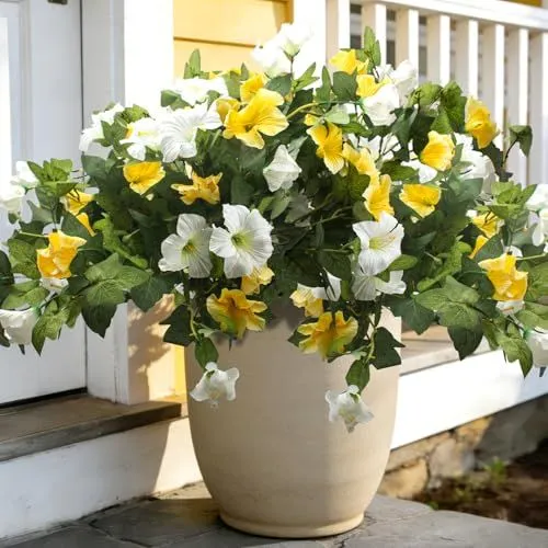 Grunyia Silk Petunia Bundles – White + Yellow